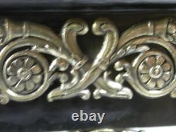 Ancienne Grande Pendule Portique Colones Napoleon III Bois Chene Bronze