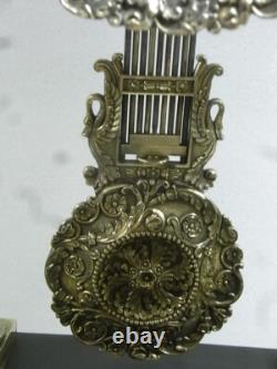 Ancienne Grande Pendule Portique Colones Napoleon III Bois Chene Bronze
