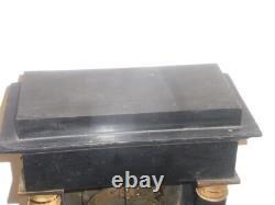 Ancienne Grande Pendule Portique Colones Napoleon III Bois Chene Bronze