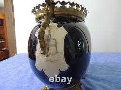 Ancienne Jardiniere Bleu Napoleon III Choisy Le Roy Cerclage Et Pied Bronze