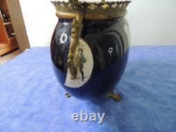 Ancienne Jardiniere Bleu Napoleon III Choisy Le Roy Cerclage Et Pied Bronze