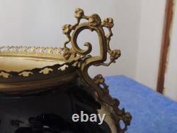 Ancienne Jardiniere Bleu Napoleon III Choisy Le Roy Cerclage Et Pied Bronze