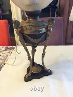 Ancienne Lampe Napoléon III Pied en Bronze électrifié Empire Epoque Artésienne