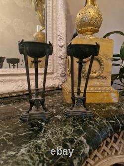 Ancienne Paire D'athenienne En Bronze