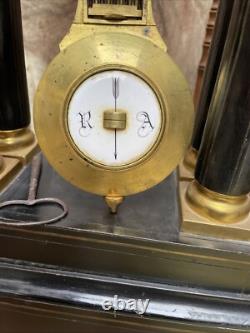Ancienne Pendule À Colonnes Portique Napoléon III Japy Bois Noirci Et Bronze