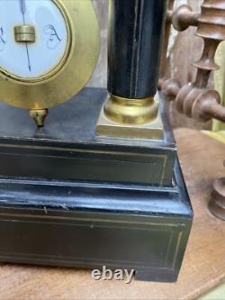 Ancienne Pendule À Colonnes Portique Napoléon III Japy Bois Noirci Et Bronze