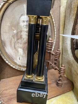 Ancienne Pendule À Colonnes Portique Napoléon III Japy Bois Noirci Et Bronze