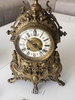 Ancienne Pendule En Bronze Tête de lion Napoléon III