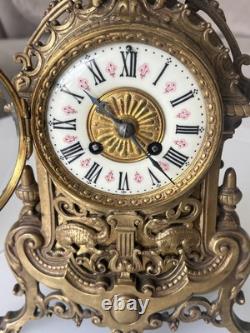 Ancienne Pendule En Bronze Tête de lion Napoléon III