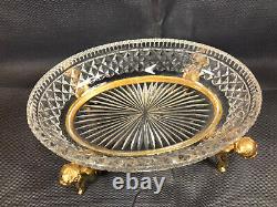 Ancienne belle coupe de table en cristal ciselé et angelots bronze dorés Empire