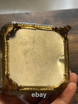Ancienne boîte à bijoux en verre biseauté et bronze Style Napoléon III