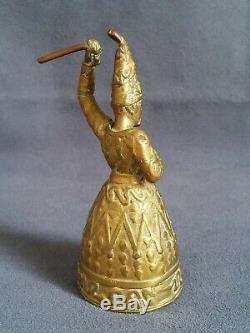 +++ Ancienne clochette table bronze tête amovible mage antique figural bell 19th