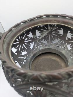 Ancienne jardinière cache-pot en bronze ajouré Têtes de lion Style Napoléon