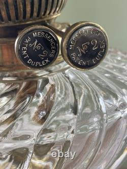 Ancienne lampe a pétrole en bronze et cristal Baccarat époque Napoléon III