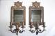 Ancienne Paire D'appliques Miroirs Bronze Napol&eacute;on Iii, Satyre, Angelot, 46.5cm