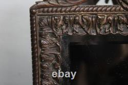 Ancienne paire d'appliques miroirs bronze Napoléon III, satyre, angelot, 46.5cm