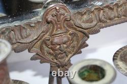 Ancienne paire d'appliques miroirs bronze Napoléon III, satyre, angelot, 46.5cm