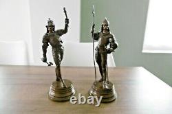 Ancienne paire de bronzes signés Lalouette époque art nouveau soldats guerriers