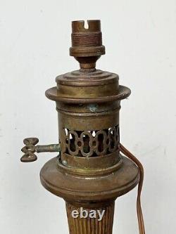 Ancienne paire de lampe à pétrole bronze laiton oil lamp Napoléon III Grenoble