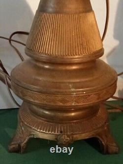 Ancienne paire de lampe à pétrole bronze laiton oil lamp Napoléon III Grenoble