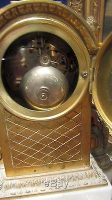 Ancienne pendule bronze doré fin 19e style louis XVI napoleon III mantel clock