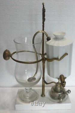Ancienne rare CAFETIERE A SIPHON à balancier XIXème porcelaine blanche bronze