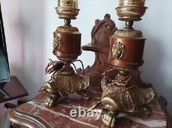 Anciennes Lampes Napoléon Bronze. Style Pétrole Electrifiee