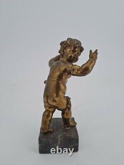 Angelot en bronze, fin XIX ème s, socle en marbre
