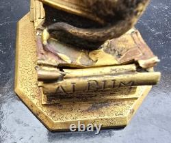 Anquetil Boite A Timbres Bronze Dore Decor De Souris+livres Xixème
