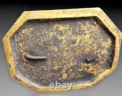 Anquetil Boite A Timbres Bronze Dore Decor De Souris+livres Xixème