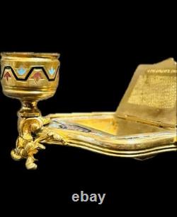 Antique 19thC Champleve Enamel Bronze Alphonse Giroux Bougeoir