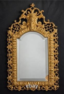 Antique French Cast Bronze Mirror Napoleon III Crowned King Maskaron Eagles 19th