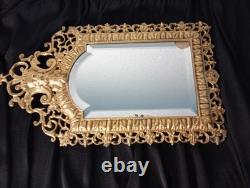 Antique French Cast Bronze Mirror Napoleon III Crowned King Maskaron Eagles 19th