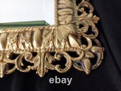 Antique French Cast Bronze Mirror Napoleon III Crowned King Maskaron Eagles 19th