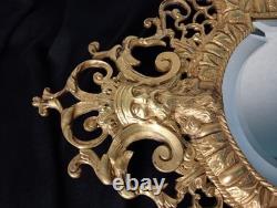 Antique French Cast Bronze Mirror Napoleon III Crowned King Maskaron Eagles 19th