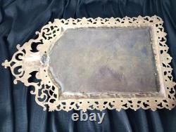 Antique French Cast Bronze Mirror Napoleon III Crowned King Maskaron Eagles 19th