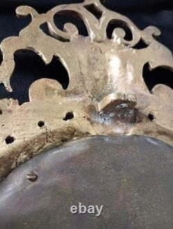 Antique French Cast Bronze Mirror Napoleon III Crowned King Maskaron Eagles 19th