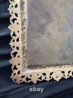 Antique French Cast Bronze Mirror Napoleon III Crowned King Maskaron Eagles 19th