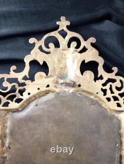 Antique French Cast Bronze Mirror Napoleon III Crowned King Maskaron Eagles 19th