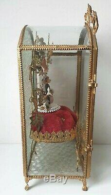 Antique Globe marié Napoléon 3 vitrine verre laiton bronze miroirs antic ancien