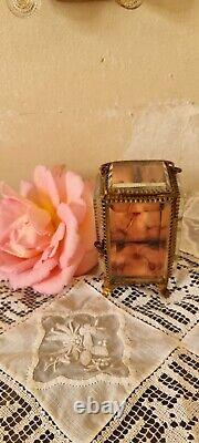 Antique Napoleon III French box- antique jewelery box/chest-tufted silk