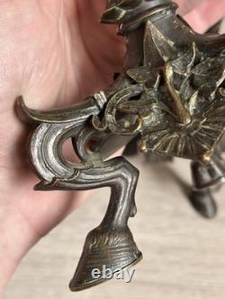 Antique Paire Bougeoir Bronze Napoléon 3 Art Nouveau Signé A. Delafontaine