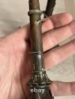 Antique Paire Bougeoir Bronze Napoléon 3 Art Nouveau Signé A. Delafontaine