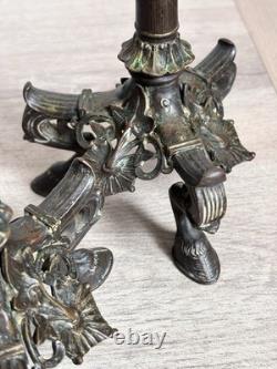 Antique Paire Bougeoir Bronze Napoléon 3 Art Nouveau Signé A. Delafontaine