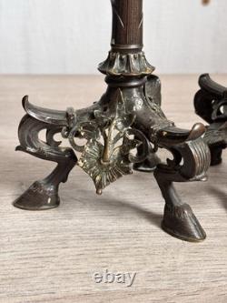 Antique Paire Bougeoir Bronze Napoléon 3 Art Nouveau Signé A. Delafontaine