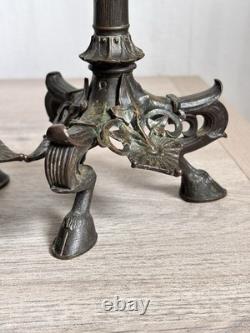 Antique Paire Bougeoir Bronze Napoléon 3 Art Nouveau Signé A. Delafontaine