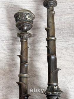 Antique Paire Bougeoir Bronze Napoléon 3 Art Nouveau Signé A. Delafontaine