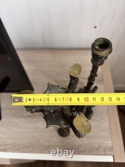 Antique Paire Bougeoir Bronze Napoléon 3 Art Nouveau Signé A. Delafontaine