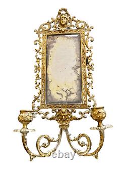 Applique Mural En Bronze Napoléon III, XIX Miroir Bougeoire 40/16 cm