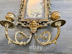 Applique Mural En Bronze Napoléon III, XIX Miroir Bougeoire 40/16 cm